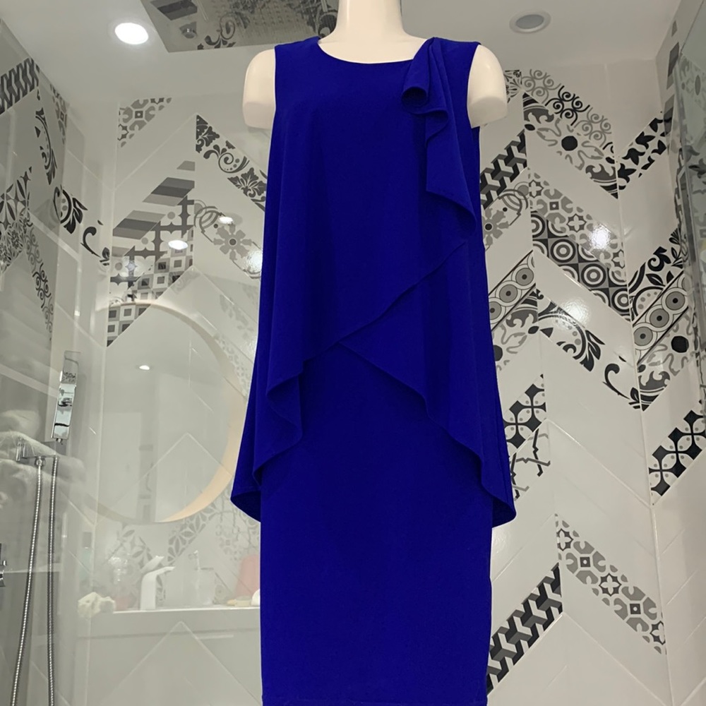 Made in🇨🇦Beautiful Sleeveless Cross Over Ruffle Front JR Dress